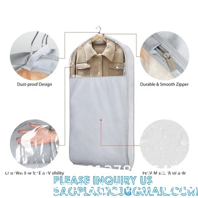 Gusseted Travel Garment Bag with Accessories Zipper Pocket Breathable Suit Garment Cover for Shirts Dresses Coats