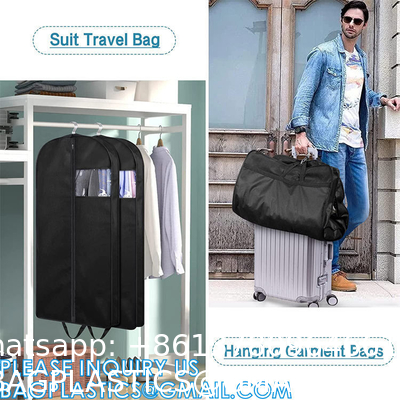 Carry On Garment Bag For Business Travel Canvas Leather Men Suit Cover, Non Woven Dust Cover Bags