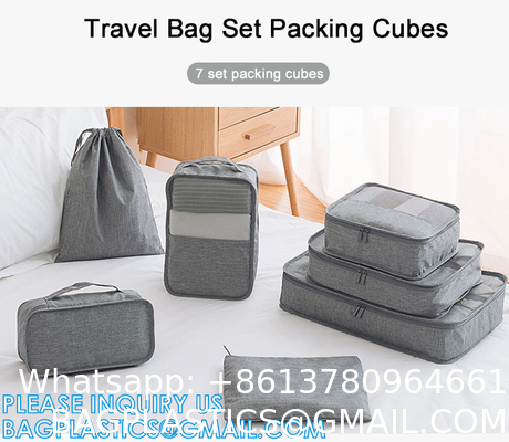 Portable Set Packing Cubes Luggage Travel Organizer Storage For Travel With Shoe Bag And Toiletry Bag
