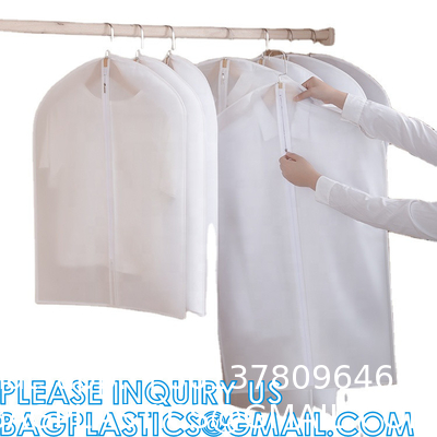 Translucent Clothes Are High Quality And Dustproof Recycled Poly Custom Hanging Garment Cover Bag White