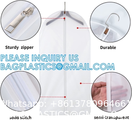 Translucent Clothes Are High Quality And Dustproof Recycled Poly Custom Hanging Garment Cover Bag White