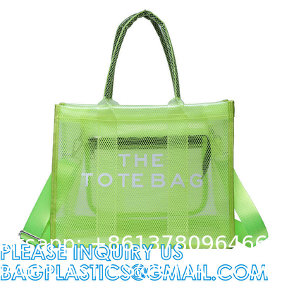 Wholesale Summer Clear Mesh PVC Beach Bags Transparent Design Tote Bags Women Luxury Handbags For Outdoor