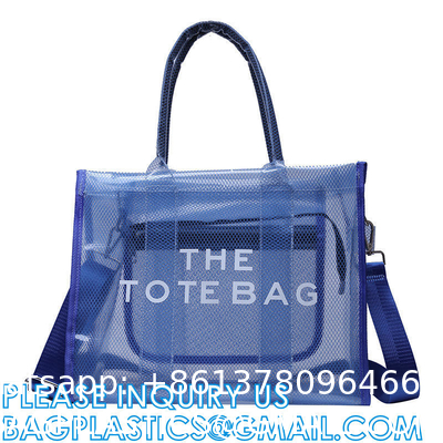 Wholesale Summer Clear Mesh PVC Beach Bags Transparent Design Tote Bags Women Luxury Handbags For Outdoor