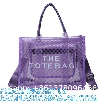 Wholesale Summer Clear Mesh PVC Beach Bags Transparent Design Tote Bags Women Luxury Handbags For Outdoor