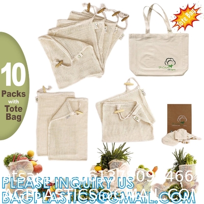 Custom Fruit and Vegetable Bag, Eco Friendly Reusable Grocery Tote Bags Organic Mesh Net Drawstring bags