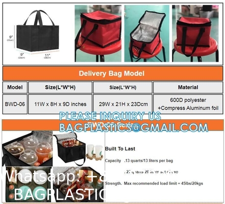 XL Insulated Food & Grocery Delivery Bag - For Catering, Restaurants, Delivery Drivers, Zipper and Handles,