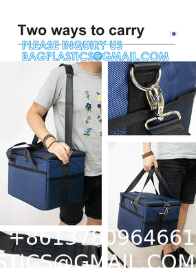 Insulated Food Delivery Bag with Support Frame and Plastic Bottom Plate,Grocery Delivery Bag for Catering
