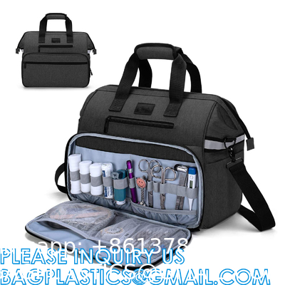 Medical Bag, Medical Equipment Bag, Adjustable Divider, Nonslip Bottom, Removable Shoulder Strap, Water-Resist