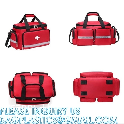Red First Responder Bag Trauma Backpack, Medical Emergency Kits Storage Jump Bag Pack for EMT, EMS, Police