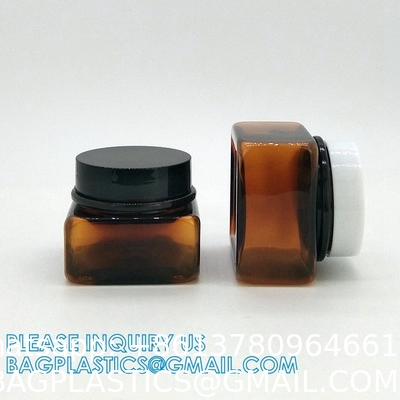 1oz 2oz 30ml 50ml 100ml Custom Refillable Amber Face Cream Container Cosmetic Plastic Glass Jar With Lid