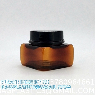 1oz 2oz 30ml 50ml 100ml Custom Refillable Amber Face Cream Container Cosmetic Plastic Glass Jar With Lid