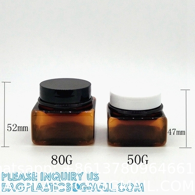 1oz 2oz 30ml 50ml 100ml Custom Refillable Amber Face Cream Container Cosmetic Plastic Glass Jar With Lid