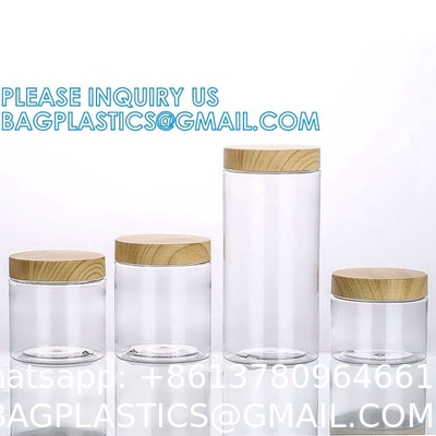 Eco-Friendly Natural Frosted Amber Clear Jars Containers Pot Body Butter Cosmetic Cream Jar With Bamboo Lid