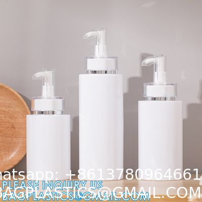 Shampoo Pump Bottle, Luxury Silver Cosmetic Packaging Face Cream Serum Essence Lotion Dispenser Pump Bottle