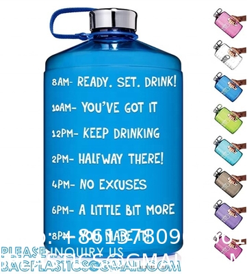 Gallon Water Bottle With Time Marker BPA Free, Motivational Large Water Jug Leak Proof Huge Water Container