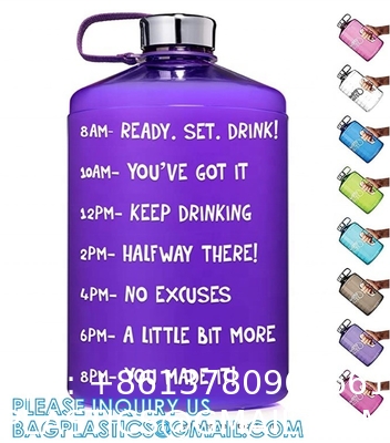 Gallon Water Bottle With Time Marker BPA Free, Motivational Large Water Jug Leak Proof Huge Water Container