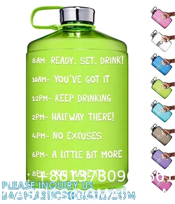 Gallon Water Bottle With Time Marker BPA Free, Motivational Large Water Jug Leak Proof Huge Water Container