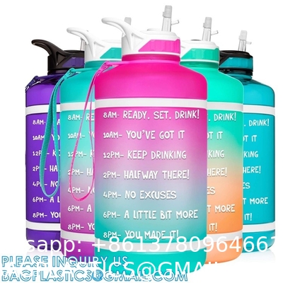 Gallon Water Bottle With Time Marker BPA Free, Motivational Large Water Jug Leak Proof Huge Water Container