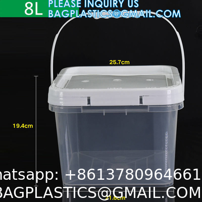 Heavy Duty Round Square Handle Bucket for Paint Chemical Ice Food Flowers, container barrel with handle