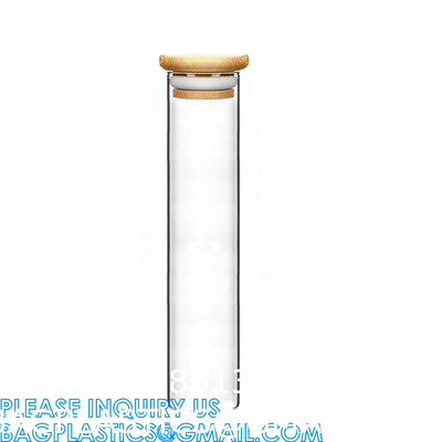 Plastic Glass Test Tubes with Cork Stoppers, Liquid Sample Vial, Leak-Proof, Jars Tube Containers With Wood Lid