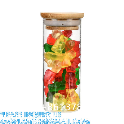 Plastic Glass Test Tubes with Cork Stoppers, Liquid Sample Vial, Leak-Proof, Jars Tube Containers With Wood Lid