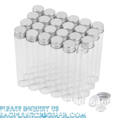 Plastic Glass Test Tubes with Cork Stoppers, Liquid Sample Vial, Leak-Proof, Jars Tube Containers With Wood Lid