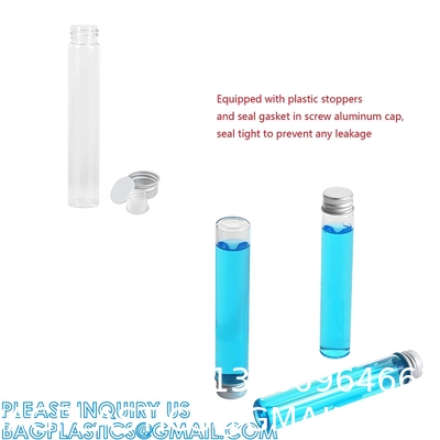Plastic Glass Test Tubes with Cork Stoppers, Liquid Sample Vial, Leak-Proof, Jars Tube Containers With Wood Lid
