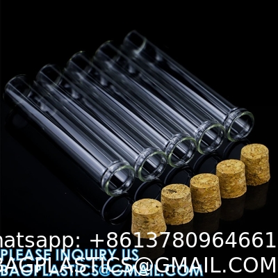 Plastic Glass Test Tubes with Cork Stoppers, Liquid Sample Vial, Leak-Proof, Jars Tube Containers With Wood Lid