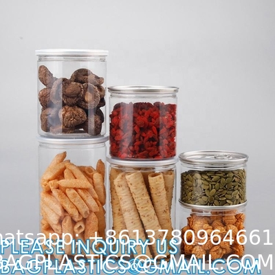 Multi Sizing 180ml To 2500ml Plastic Pop Top Cans For Food With Easy Open Lids Pet Jar, Ring Pull Top Can