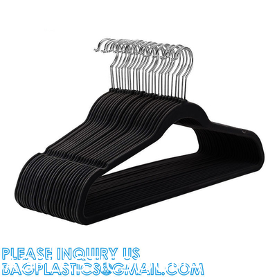Velvet Hanger 50 Pack Space Save Non-Slip Padded Rose Gold Hook Flocked White And Black Velvet Clothes Hangers
