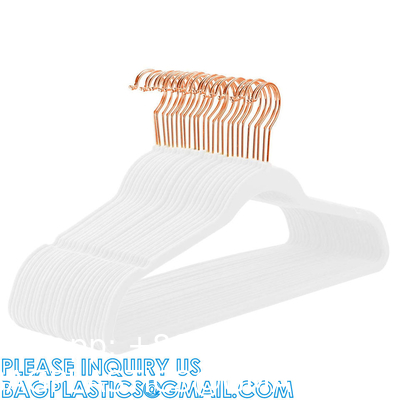Velvet Hanger 50 Pack Space Save Non-Slip Padded Rose Gold Hook Flocked White And Black Velvet Clothes Hangers