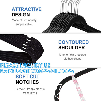 Velvet Hanger 50 Pack Space Save Non-Slip Padded Rose Gold Hook Flocked White And Black Velvet Clothes Hangers