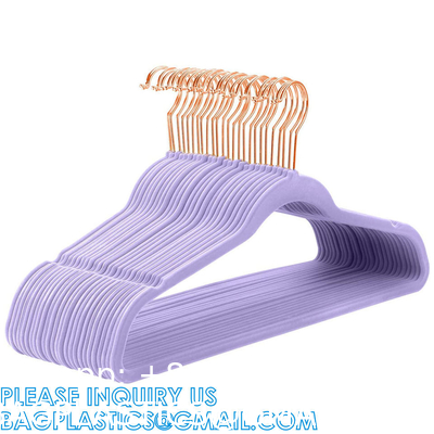 Velvet Hanger 50 Pack Space Save Non-Slip Padded Rose Gold Hook Flocked White And Black Velvet Clothes Hangers