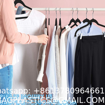 Velvet Hanger 50 Pack Space Save Non-Slip Padded Rose Gold Hook Flocked White And Black Velvet Clothes Hangers