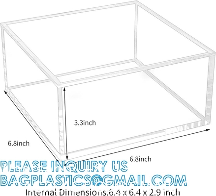 Clear Cube Display Case, Multi-Purpose Box Square Container, Decorative Acrylic Box with Lid, Stackable