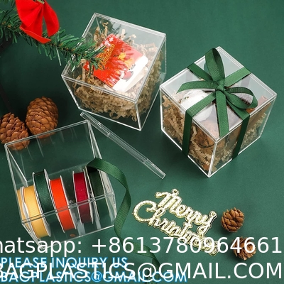Acrylic Plastic Square Cube Small Acrylic Box Acrylic Storage Containers with Lid Stackable Cube Containers