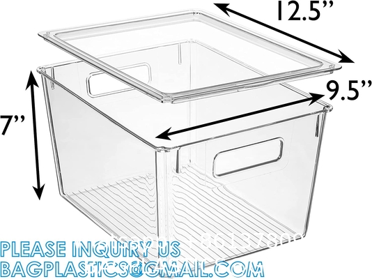 Plastic Storage Bins With Lids X-Large – Perfect Kitchen Or Pantry Organization, Fridge, Cabinet Organizers
