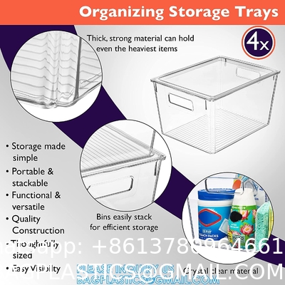 Plastic Storage Bins With Lids X-Large – Perfect Kitchen Or Pantry Organization, Fridge, Cabinet Organizers