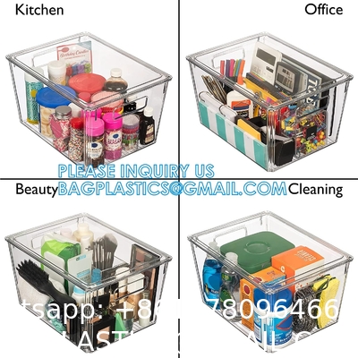Plastic Storage Bins With Lids X-Large – Perfect Kitchen Or Pantry Organization, Fridge, Cabinet Organizers