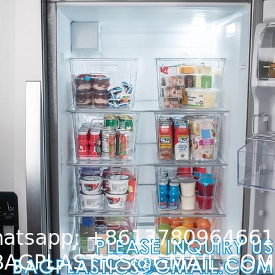 Fridge Tray Drawer Organizer Pull Out Refrigerator, Food Storage Boxes Stackable Home Kitchen Vegetable Storage