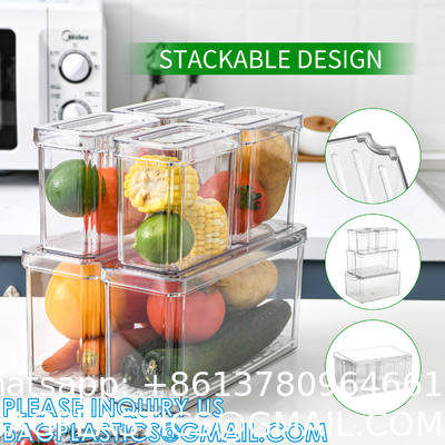 Fridge Tray Drawer Organizer Pull Out Refrigerator, Food Storage Boxes Stackable Home Kitchen Vegetable Storage