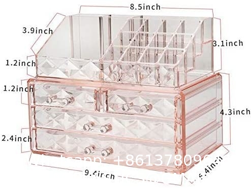 Cosmetic Storage Box Makeup Storage Container Organiser, Skincare Makeup Organizer, Brush Holder, Vanity Shelf
