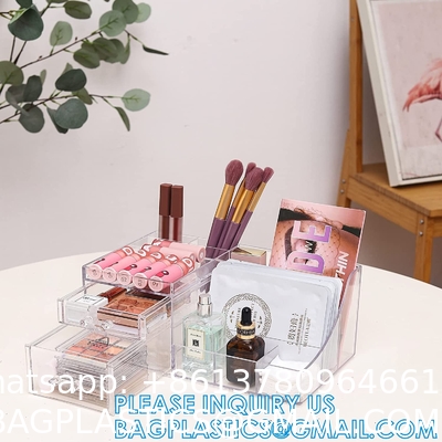 Cosmetic Storage Box Makeup Storage Container Organiser, Skincare Makeup Organizer, Brush Holder, Vanity Shelf