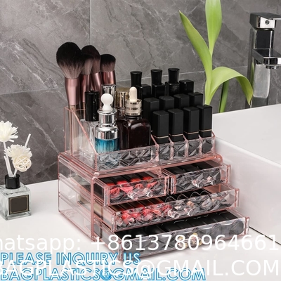 Cosmetic Storage Box Makeup Storage Container Organiser, Skincare Makeup Organizer, Brush Holder, Vanity Shelf