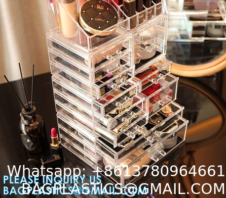 Cosmetic Storage Box Makeup Storage Container Organiser, Skincare Makeup Organizer, Brush Holder, Vanity Shelf