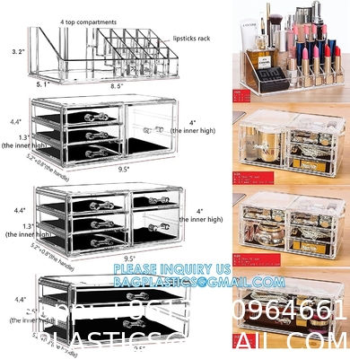 Cosmetic Storage Box Makeup Storage Container Organiser, Skincare Makeup Organizer, Brush Holder, Vanity Shelf