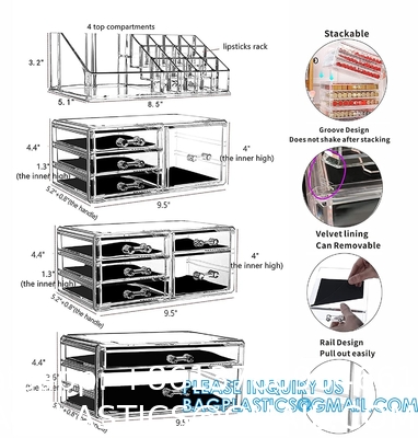 Cosmetic Storage Box Makeup Storage Container Organiser, Skincare Makeup Organizer, Brush Holder, Vanity Shelf