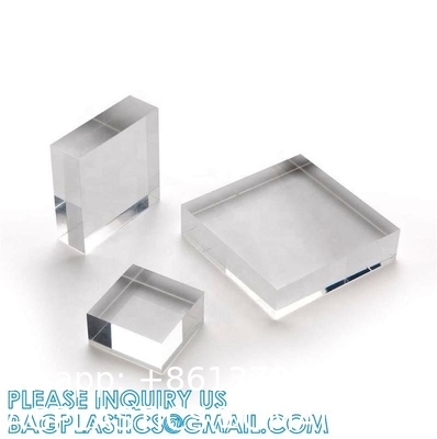 Clear Polished Acrylic Cube Cylinder, Square Display Block, Jewelry Display Holder Base Stands, Crafts Closet Show
