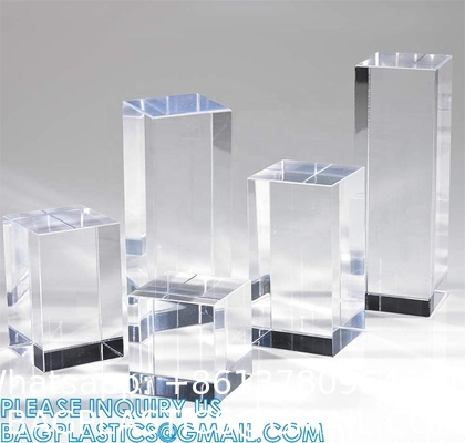 Clear Polished Acrylic Cube Cylinder, Square Display Block, Jewelry Display Holder Base Stands, Crafts Closet Show