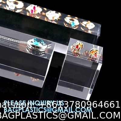 Clear Polished Acrylic Cube Cylinder, Square Display Block, Jewelry Display Holder Base Stands, Crafts Closet Show